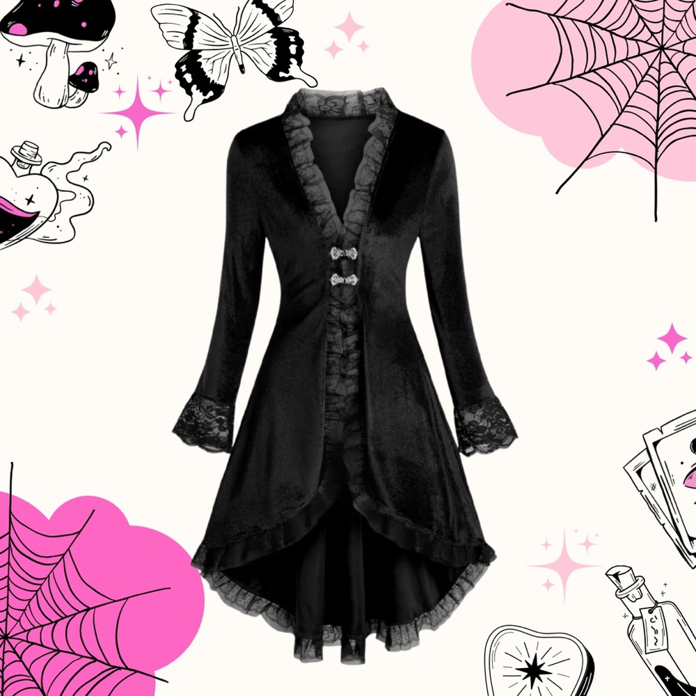 Chic Black Lace-Accented Women's Blazer